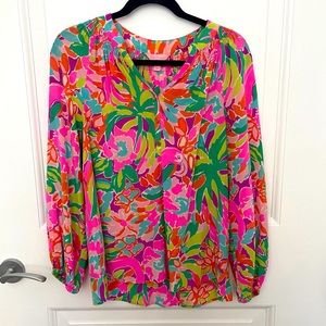 Lilly Pulitzer Elsa blouse, flamingo print, size small